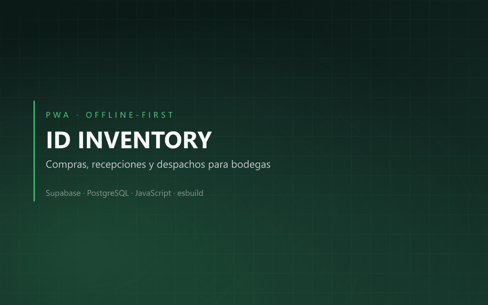 Portada del proyecto ID Inventory: operación sin conexión para control de inventario en obra